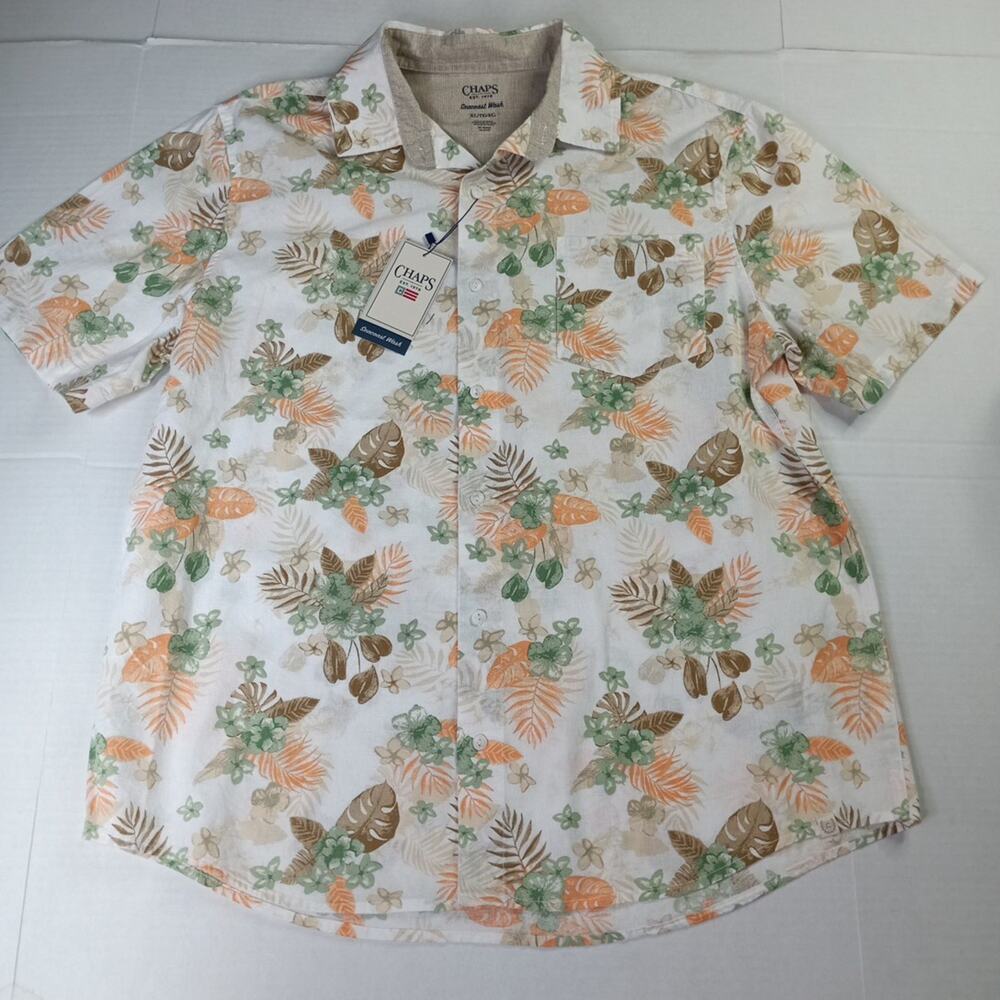 Chaps Seacoast Wash Linen Woven Shirt Men's XL Pale Khaki